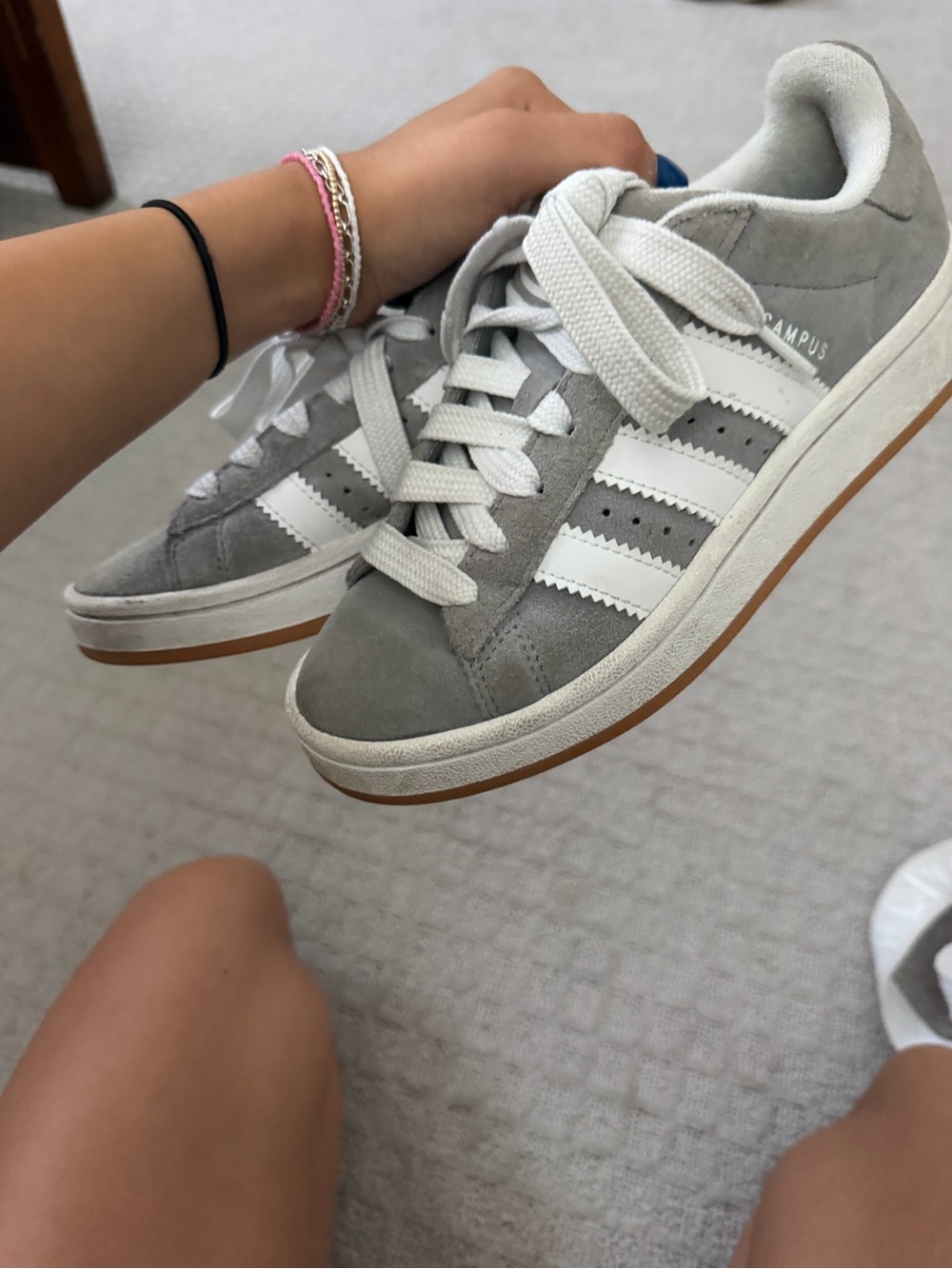 adidas Campus Women’s Suede Sneakers - Light Gray & White